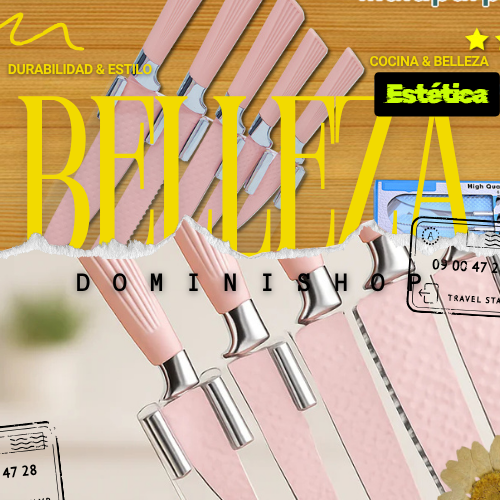 🔪 SET DE CUCHILLOS ROSADOS CON BASE ACRÍLICA 💖